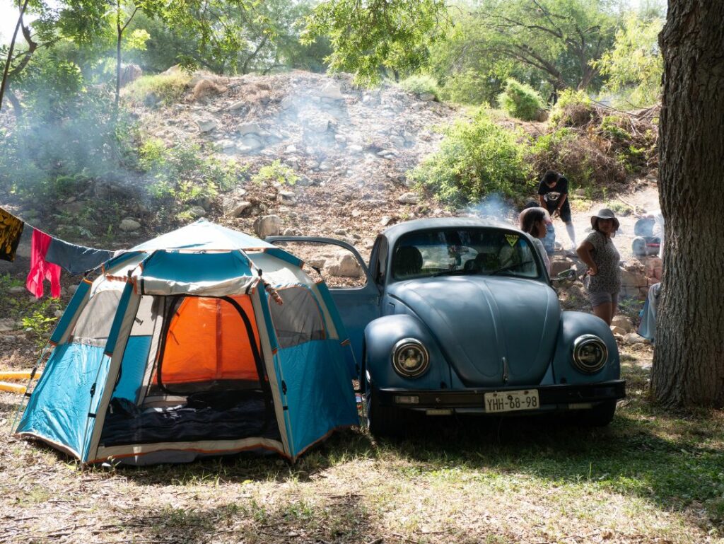 A sky blue "Vocho" (as the VW Beetles is known in Mexico) is part of the family during a weekend camping trip in central Mexico. Mirja Vogel