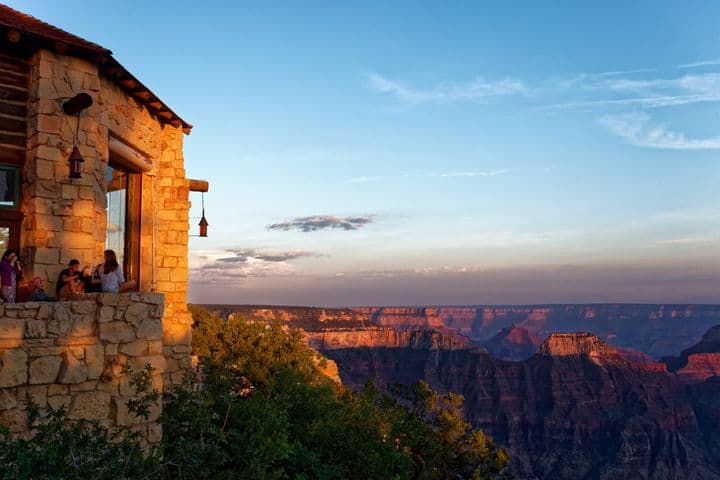 The Grand Canyon Lodge at North Rim is beloved for its natural architecture and stunning park views.