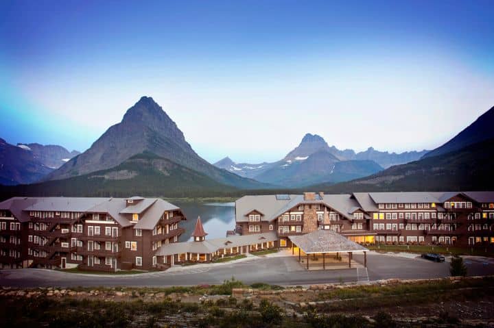 Take in mountain views at this popular hotel in Glacier National Park.