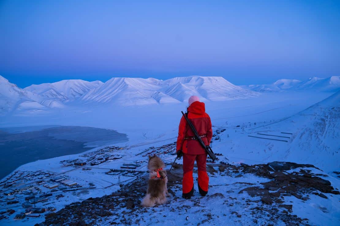 Blomdahl and other Svalbard residents carry polar bear protection gear.