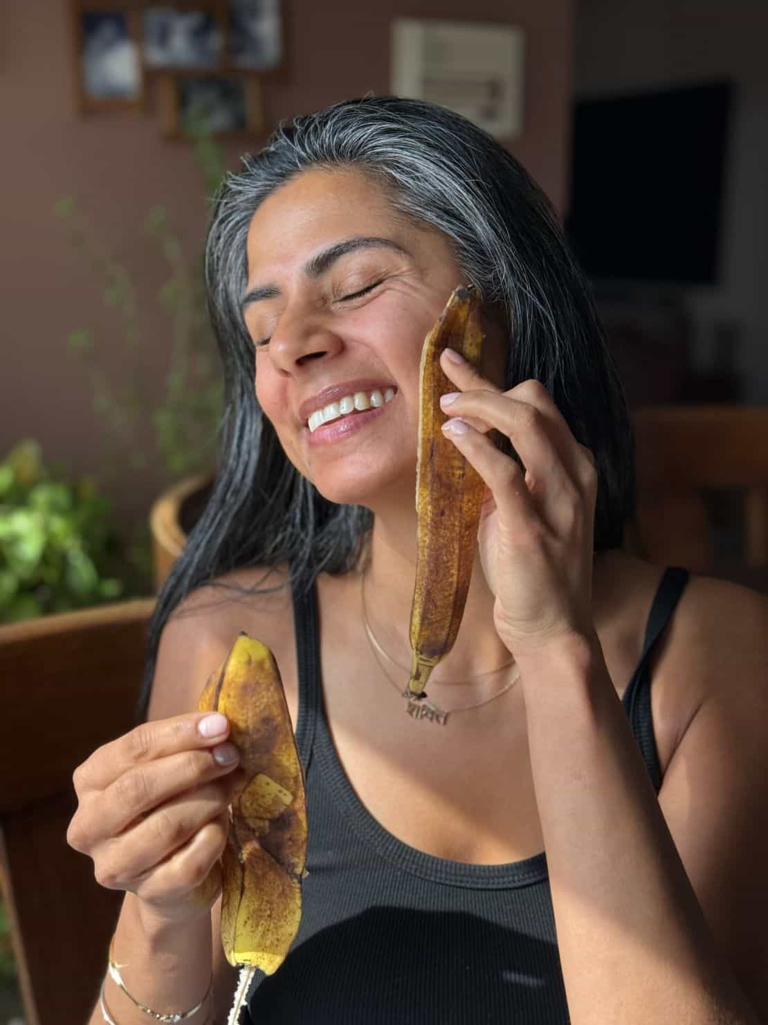 Kirti Tewani, a New York-based makeup artist and Ayuverdic therapist, does not like the taste of bananas, but sees benefits in rubbing their skin on her face.